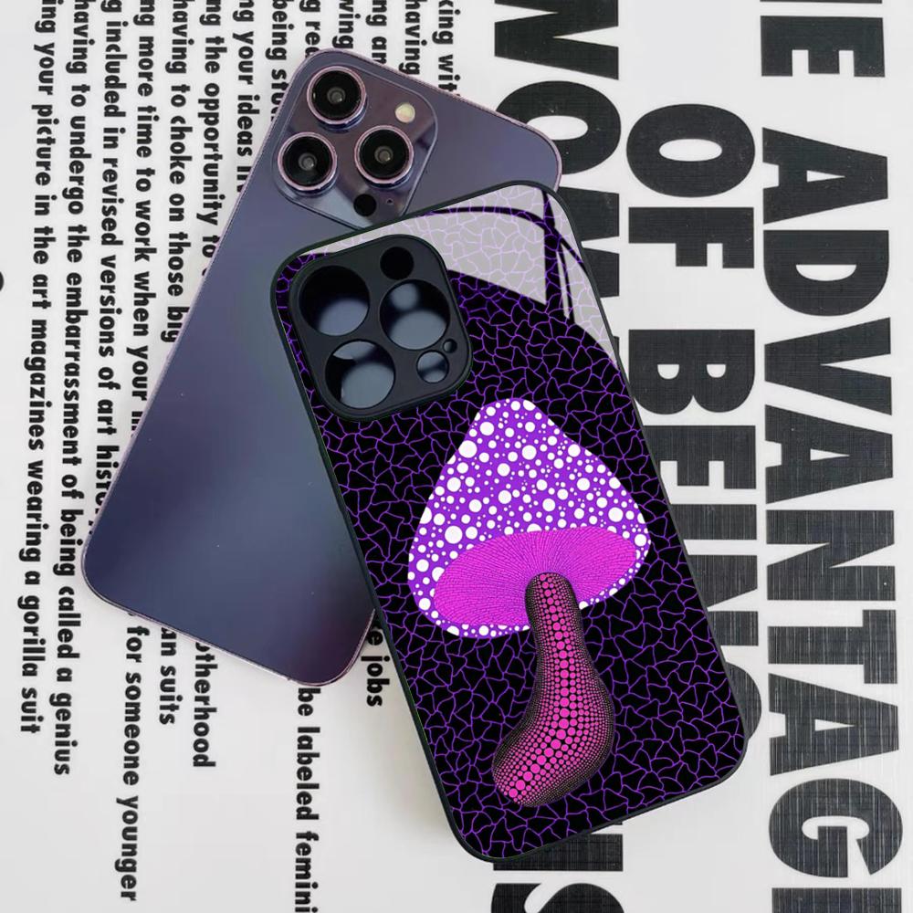 Yayoi Kusama Phone Case for Iphone 16 15 14 12 11 13 Pro Max Mini 8 X Xr Xs Puls Black Glass Cover