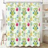Green Owl Printed Shower Curtain with Multicolored Birds Home Decor Accessories for Bathroom