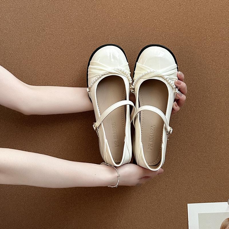 French Classic Versatile Pearl with Mary Jane Shoes Women's 2025 Summer New Fashion Versatile Thick Heel Single Shoes