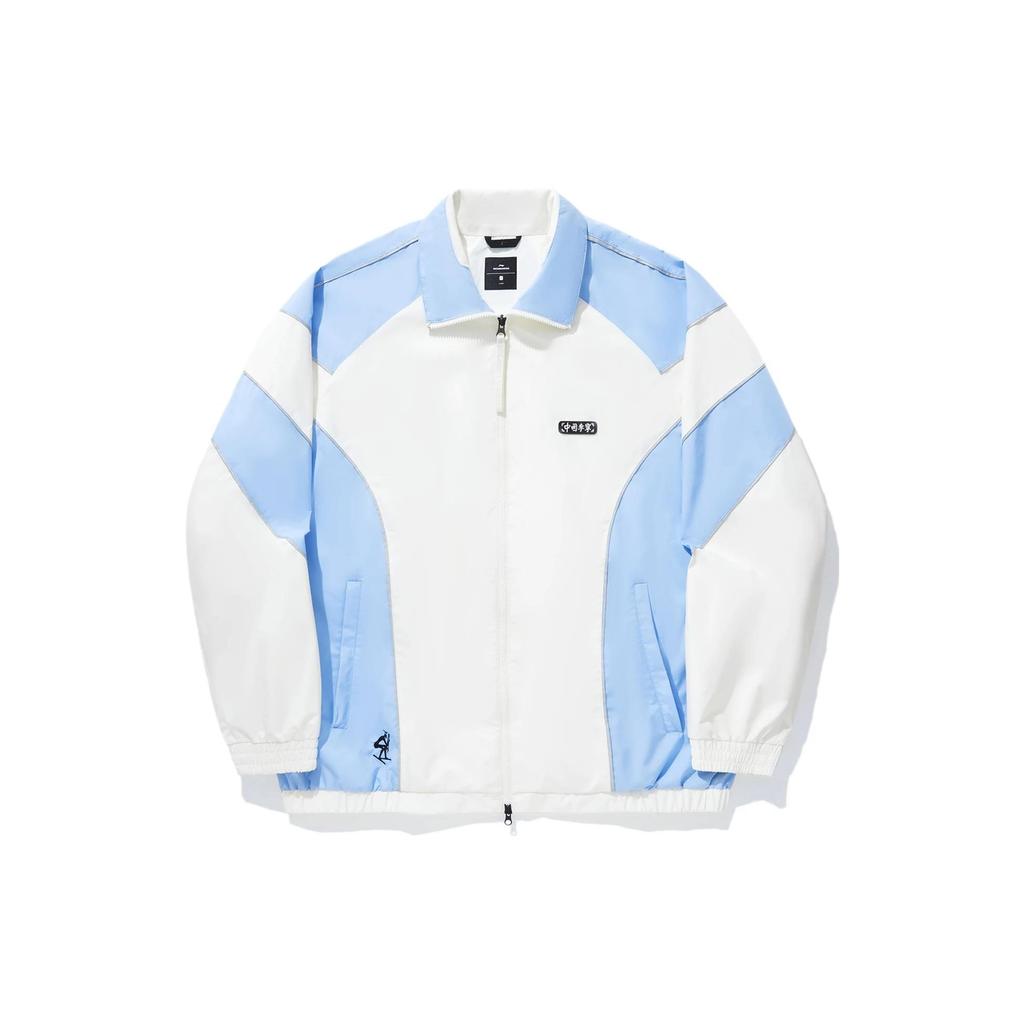 Li Ning Color Block Reflective Stand Collar Sports Windbreaker Unisex Outerwear Off-White New-Aurora-Blue AFDT583-3