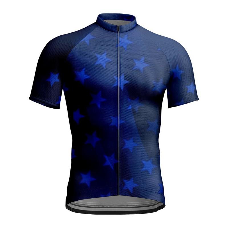 Mens Cycling Jersey Short Sleeve Breathable Quick-Dry Print Bike Shirt Road Riding