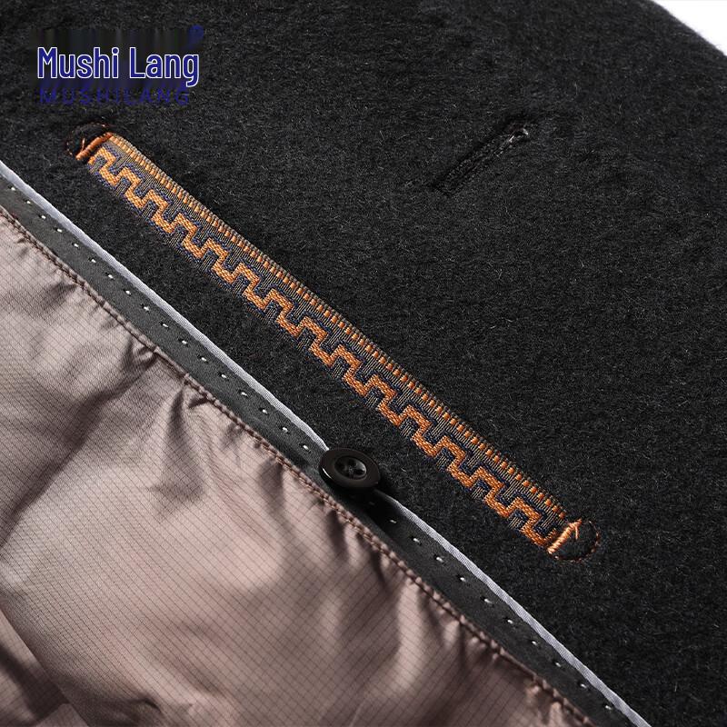 Men's Cashmere & Goose Down Lined Wool Blend Business Overcoat