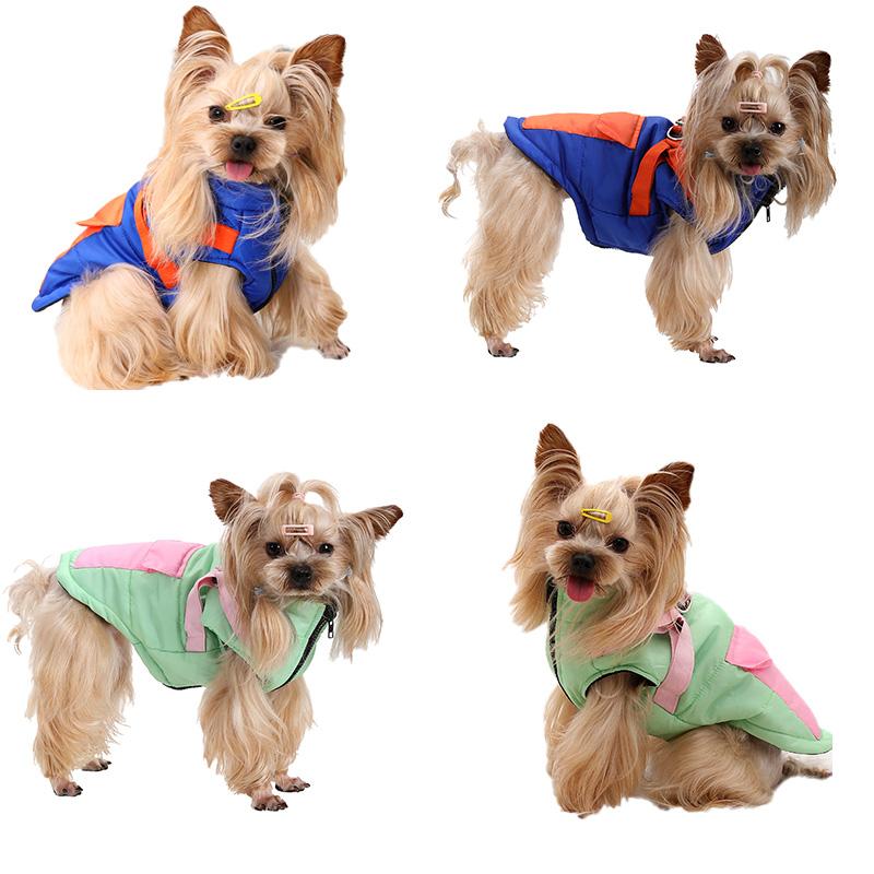 Dog Jacket With Harness Pocket Winter Warm Waterproof Windproof Puppy Clothes Pet Dog Coat Vest For Small Medium Pug Cat Outfits