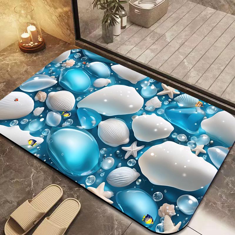 

Мягкий коврик для пола в ванной из диатомовой грязи, быстросохнущий, впитывающий воду, нескользящий коврик для ванной, коврик для ног в туалете 50x80cm белый