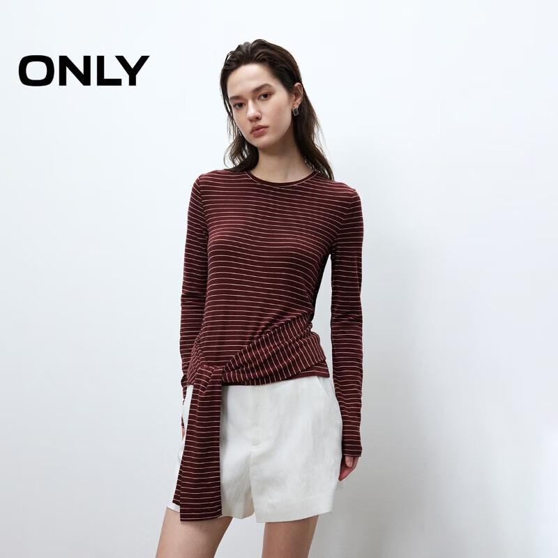 ONLY Women's Preppy Striped Slim-fit Long Sleeve T-shirt