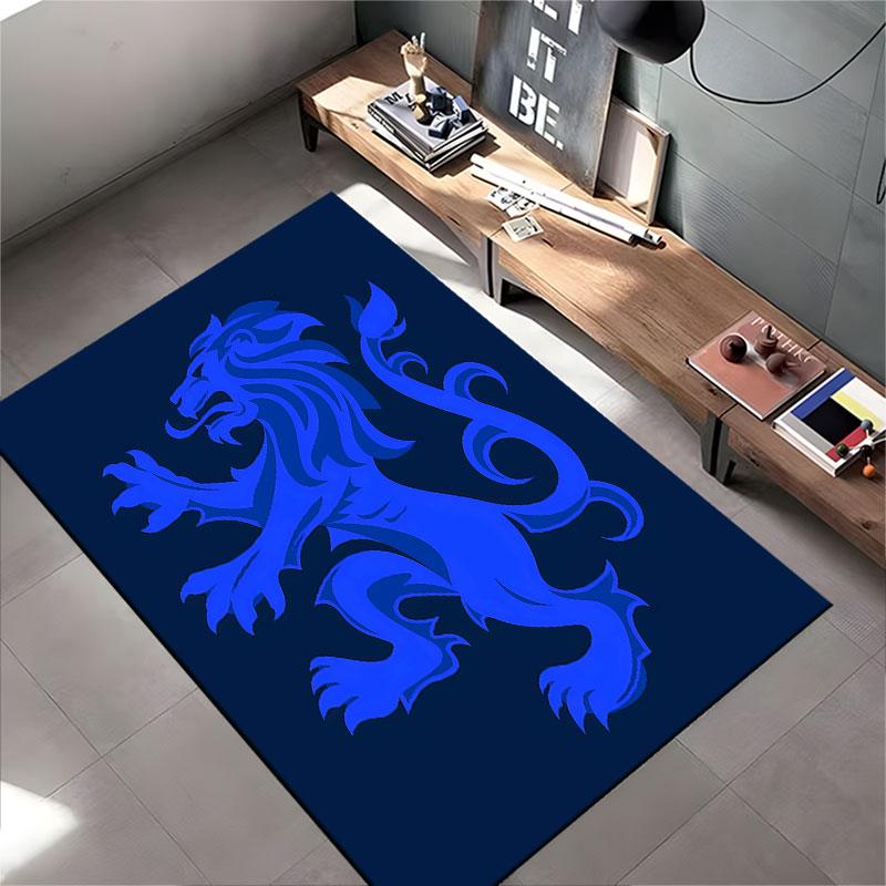 Blue Heraldic Lion Design Suitable As a Non-slip Mat for the Living Room or Bedroom Sofa