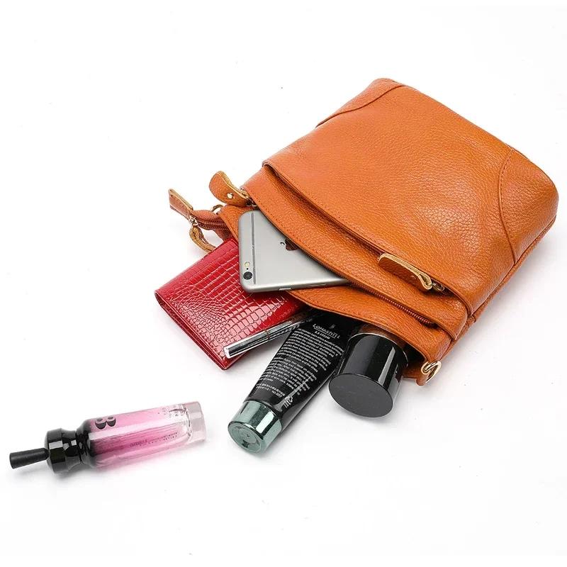 Genuine Leather Women Messenger Bags Cow Leather Crossbody Shoulder Bag Small Female Handbags Capacity Phe Bag for Girls