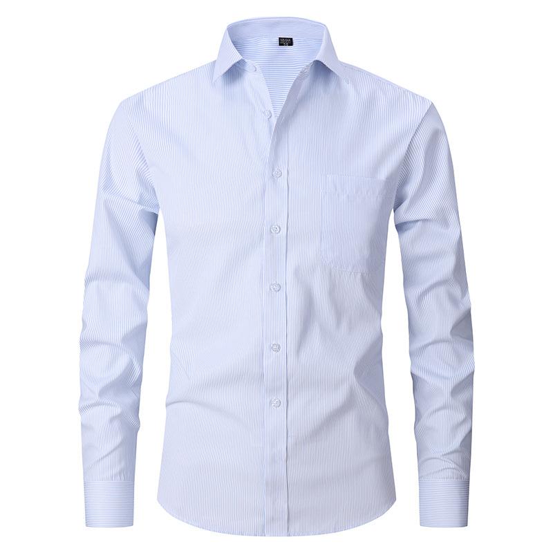 Chemise habillée décontractée à manches longues unie pour homme grande taille