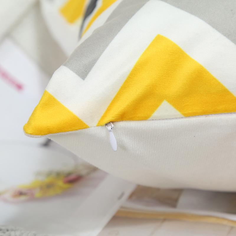 Nordic Sofa Pillow Case Peach Skin Short Plush Geometric Simple Cartoon Pillow Case Bay Window Cushion Soft