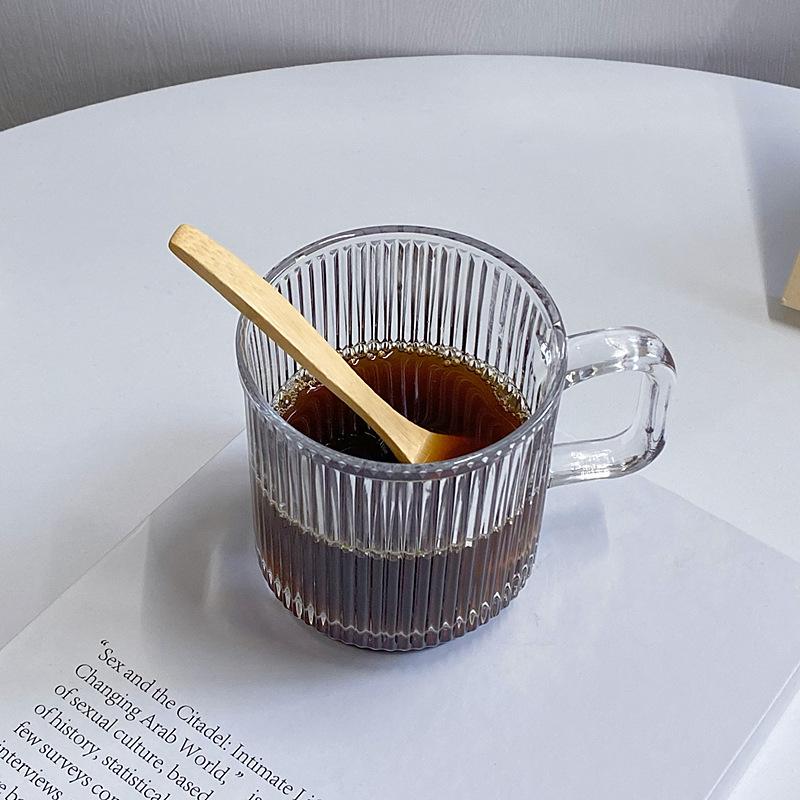 340ml Coffee Mug Vertical Striped Coffee Cup Transparent Glass Without Lid Large Capacity Stackable Water Drinkware Beverage Cup