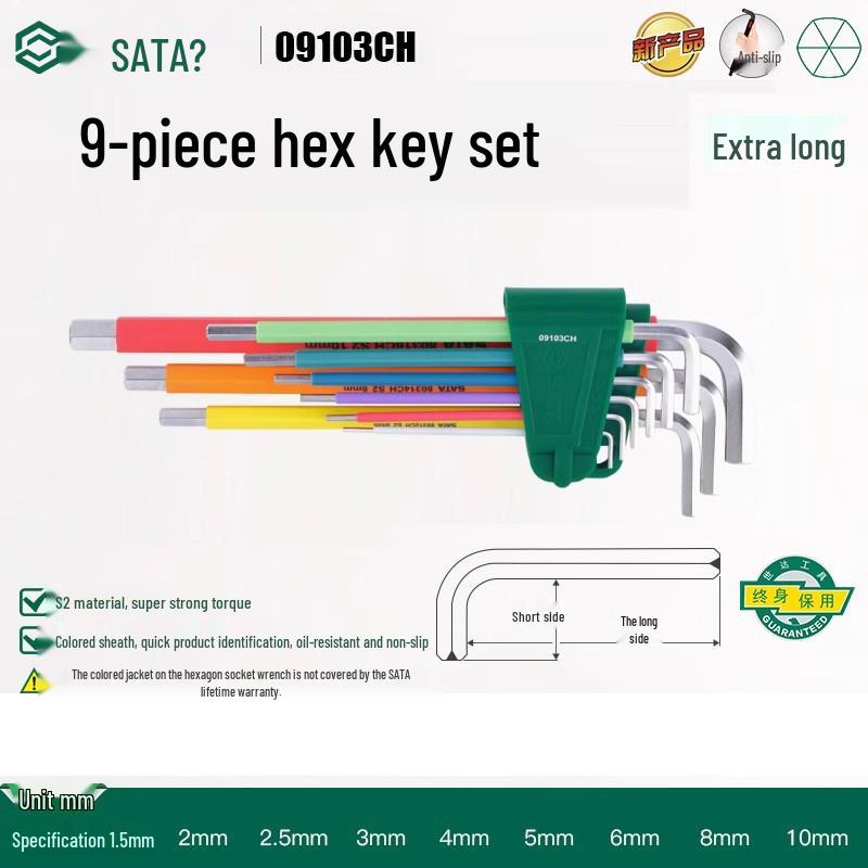 SATA Magnetic Rainbow 9-Piece Hex Key Set