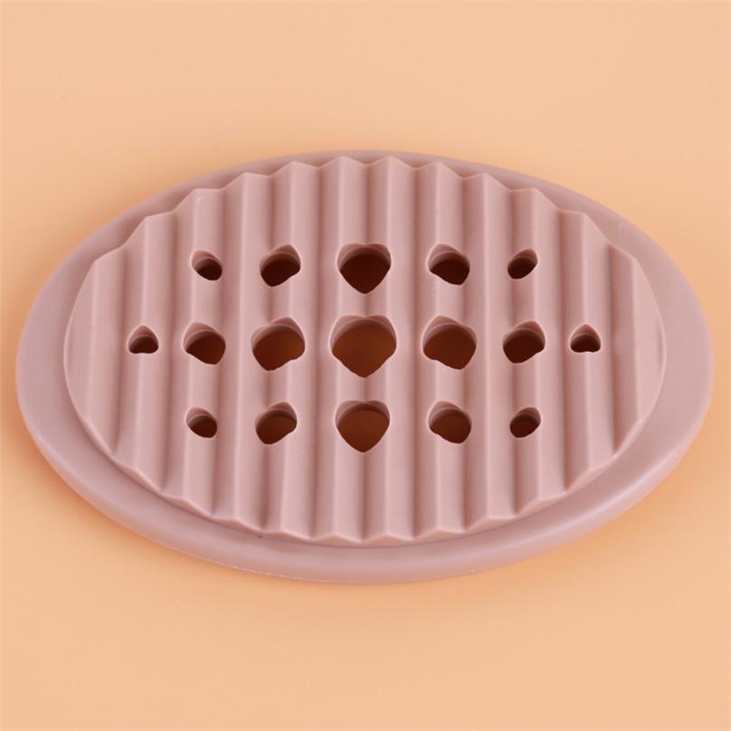 Practical Bathroom Silicone Soap Dish Holder Tray Desktop Drain Soap Box