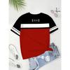 Women's Contrasting Color Numbers and Letters Printed Short-sleeved T-shirt Summer Women's Casual Top T-shirt