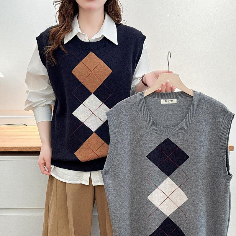

E2 Plus Size Women s Spring Korean Style Knit Vest - Slimming, Loose, Versatile, Casual 5060 2XL (130-150kg) сірий колір