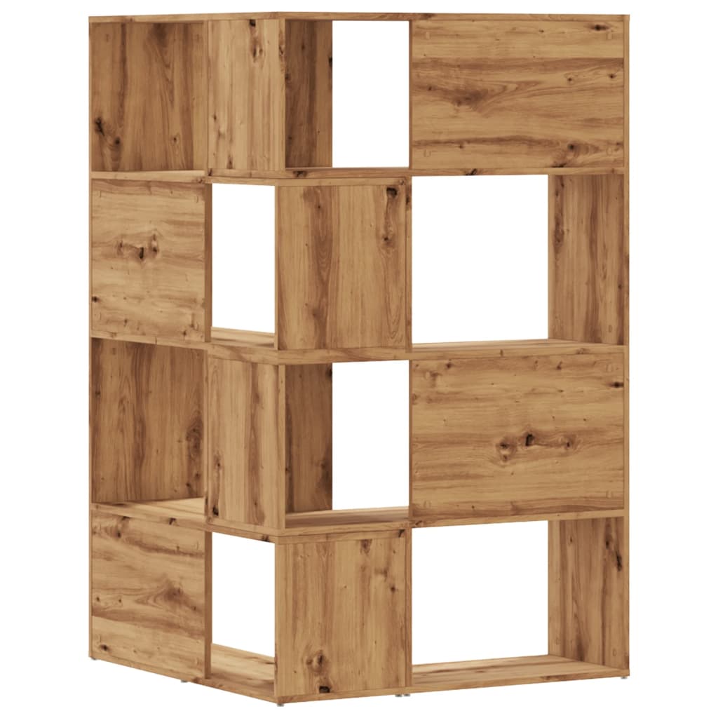 Corner Bookshelf 4 Tier Artisan Oak Finish 85 x 85 x 140 cm Particleboard