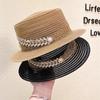 Flat Top Hat Women's Summer Thin Breathable Travel Sunshade Vacation Beach Hat