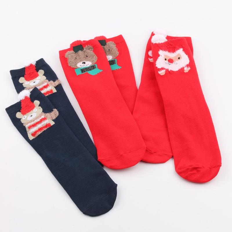 Women' Mid-Tube Warm Socks 3D Santa Claus Elk Print Soft Breathable Christmas Socks