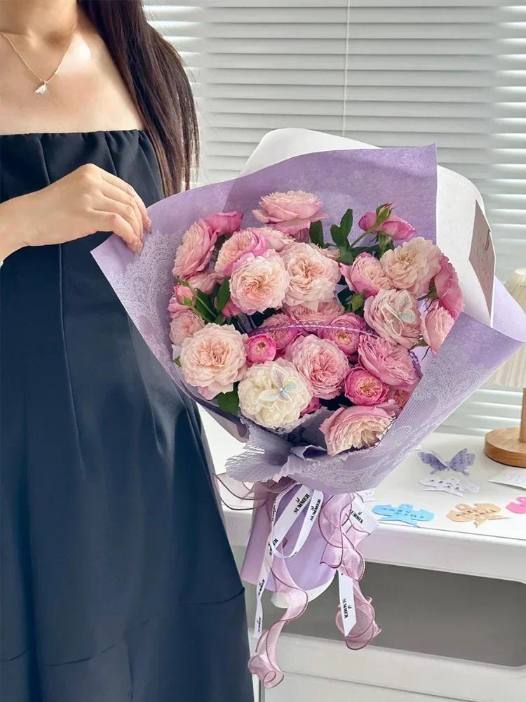 53cmX6yards Love God 3D Lace Art Paper Flower Bouquet Colorful Printed Floral Page Handmade Floral Gift Packaging Material Cover