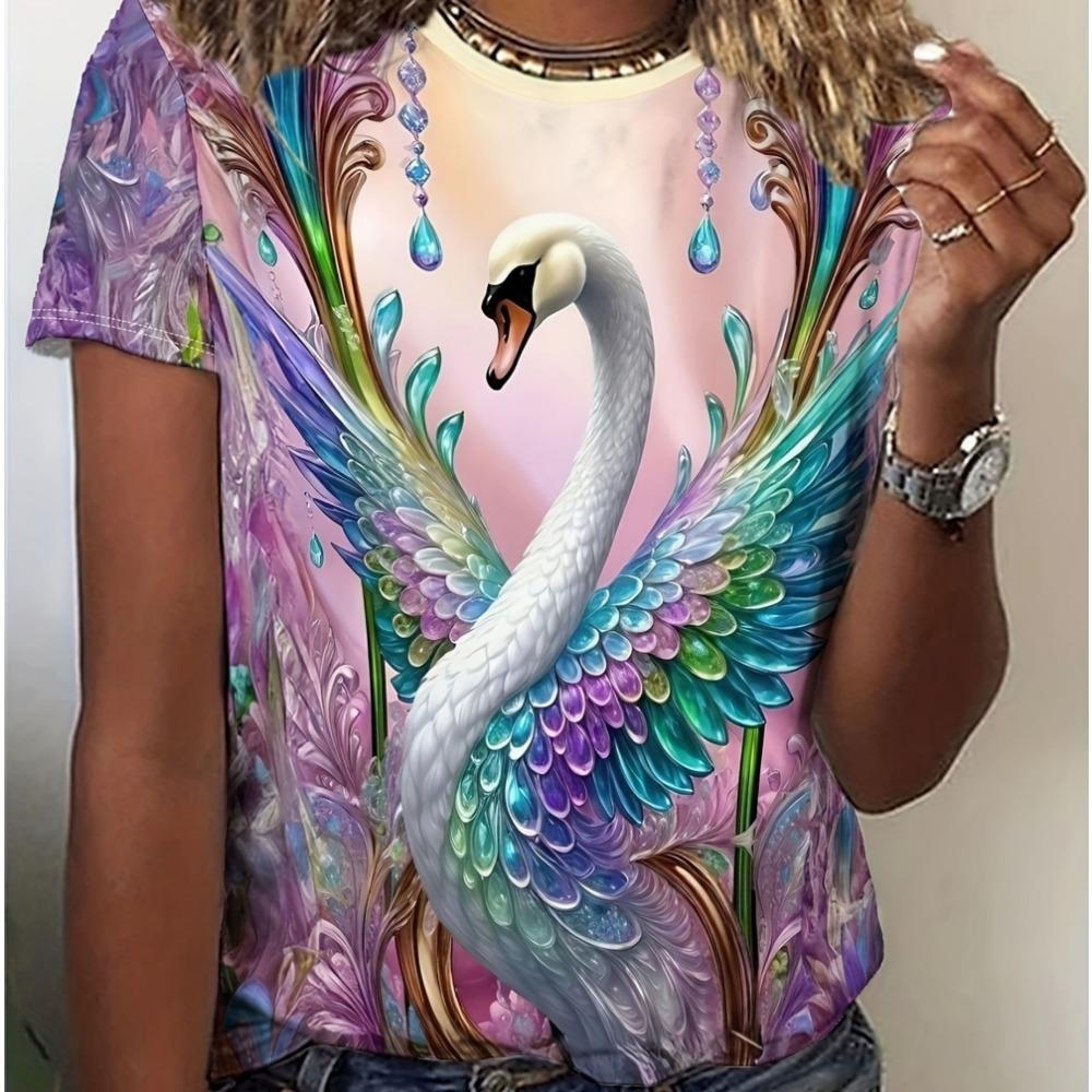 Women's T-shirt with round neck and short sleeves