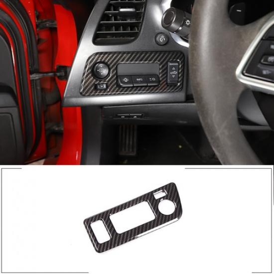 ABS Carbon Fiber Headlight Switch Button Cover Trim For Corvette C7 14-19