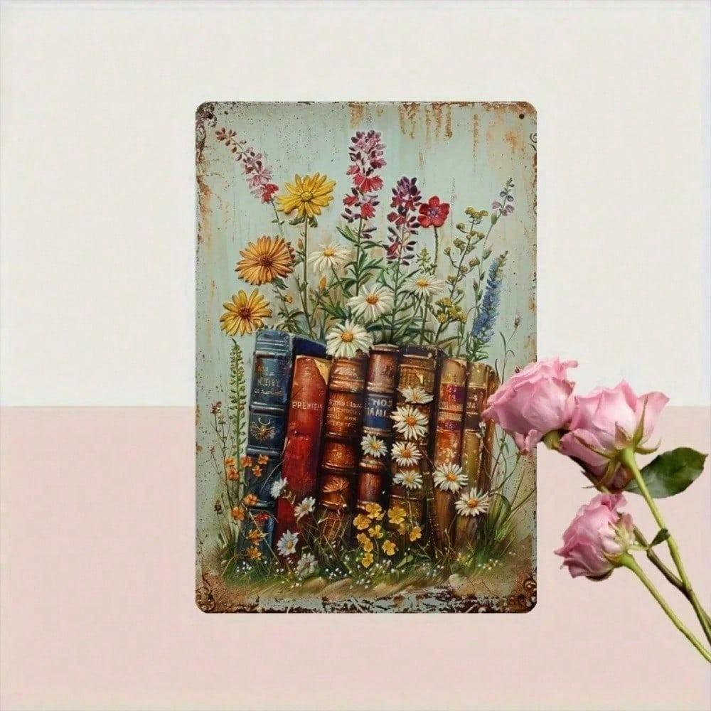 Vintage Rustic Blooms Metal Wall Art 8x12 Inch Farmhouse Iron Plaque For Study Living Room Decor