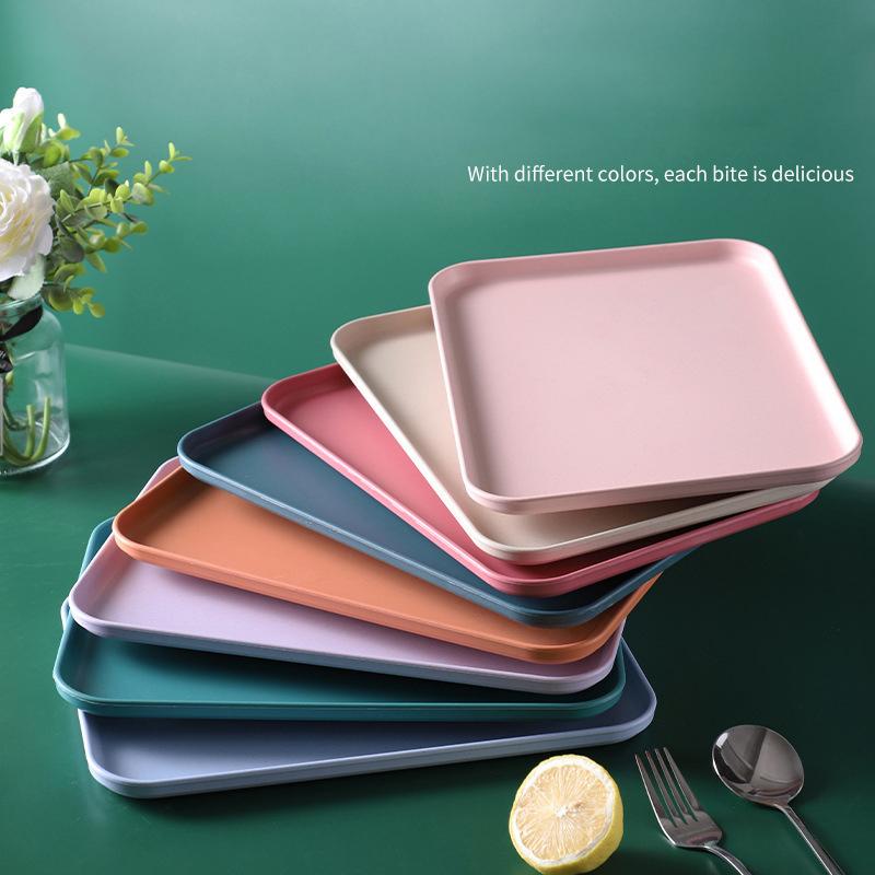 Plastic Serving Tray Home Tea Fruit Dessert Tray Anti-Slipscratch Resistant Plastic Food Cooking Storage Tray Kitchen Supplies