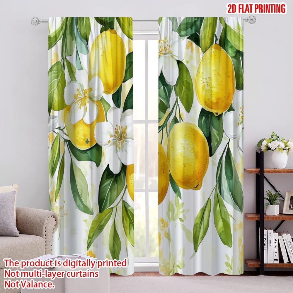 

2 шт., 2D печать на плоскости Занавеска для окна LemonBlossomCanvas Полиэстеровая ткань (без удилища) Украшения для дома Идеально для 52.50 × 116.00 cm 2 pcs