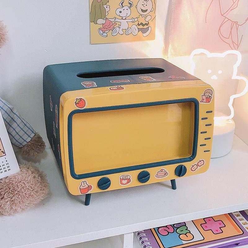 Cute Plastic Tissue Box Home Multifunctional Kawaii Desktop TV Tissue Box Case Simple Creative Storage Napkin Holder Paper Tray