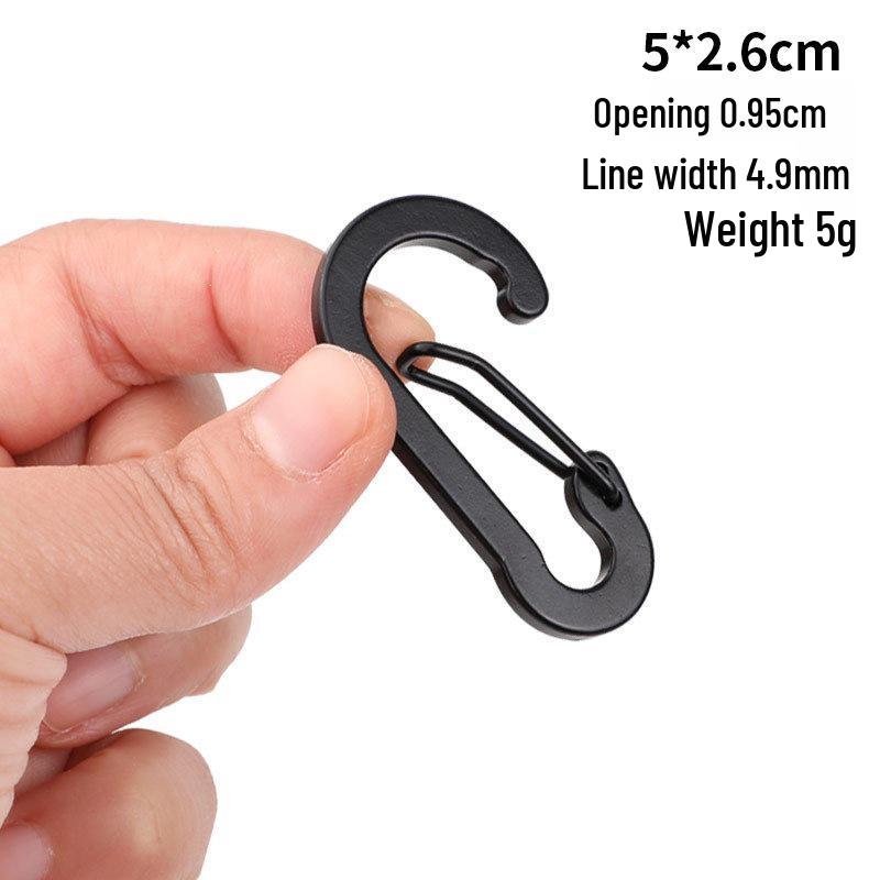 D-Shaped Black Aluminum Carabiner Bluetooth Earphone Case Hook Keychain Ornament