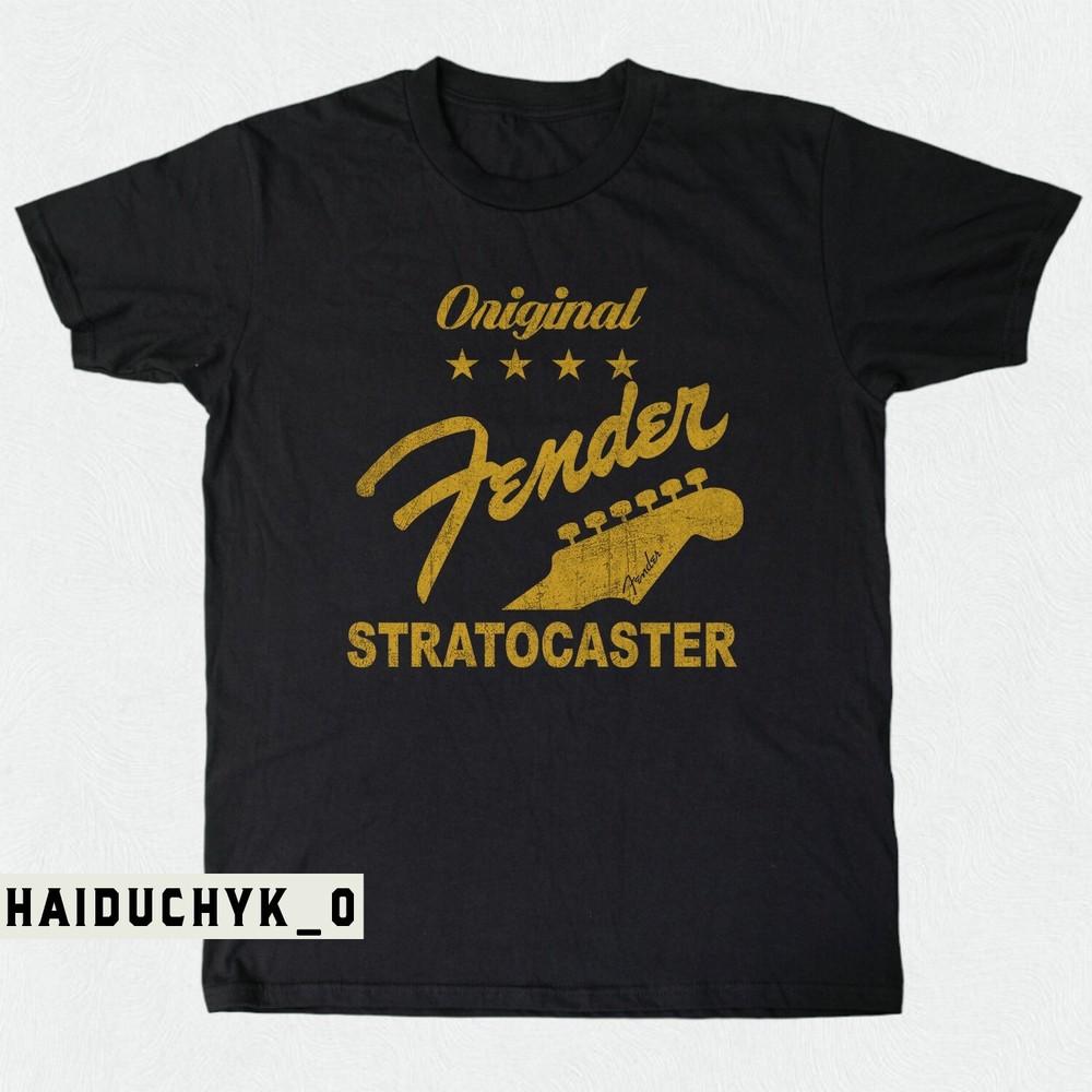 Fender Stratocaster Unisex Black T-shirt S-5XL Unisex T-Shirt XXL
