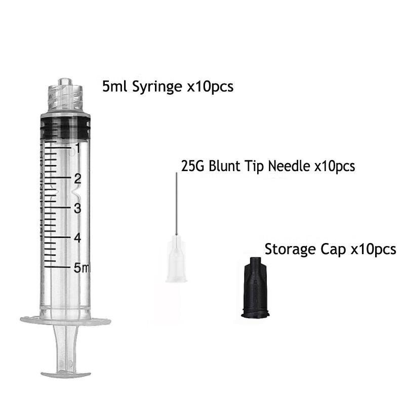 30Pack 5ml Syringes Set 1.5 Inches 14G-27G Blunt Tip Needle with Storage Caps for Refilling and Measuring Liquids Oil