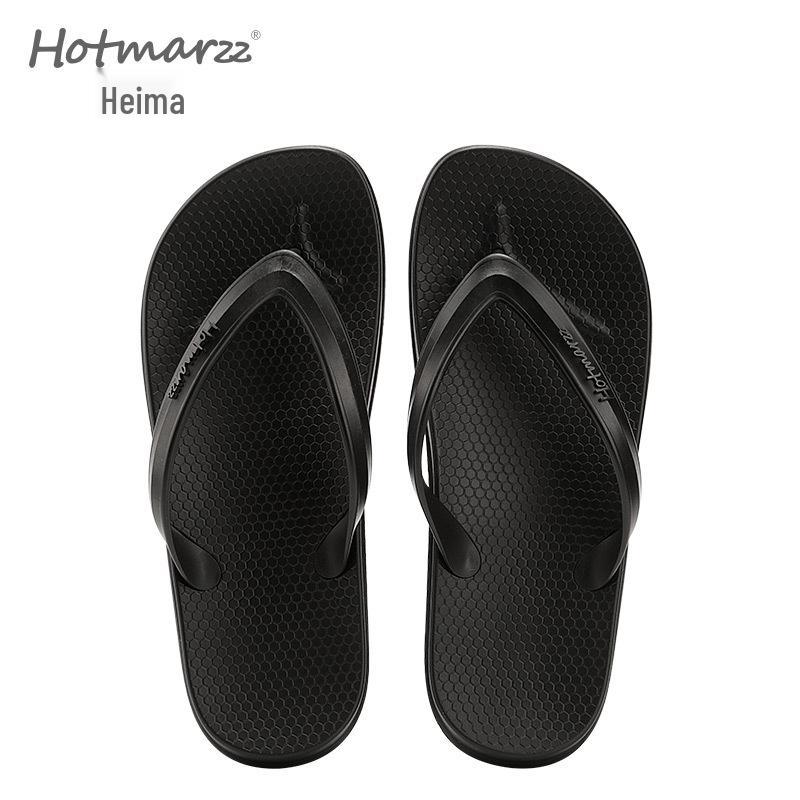 Hotmarzz Men s Black Maren Solid Flip-Flops: High-End Beach Sandals & Non-Slip Home Slippers US 7 чёрный