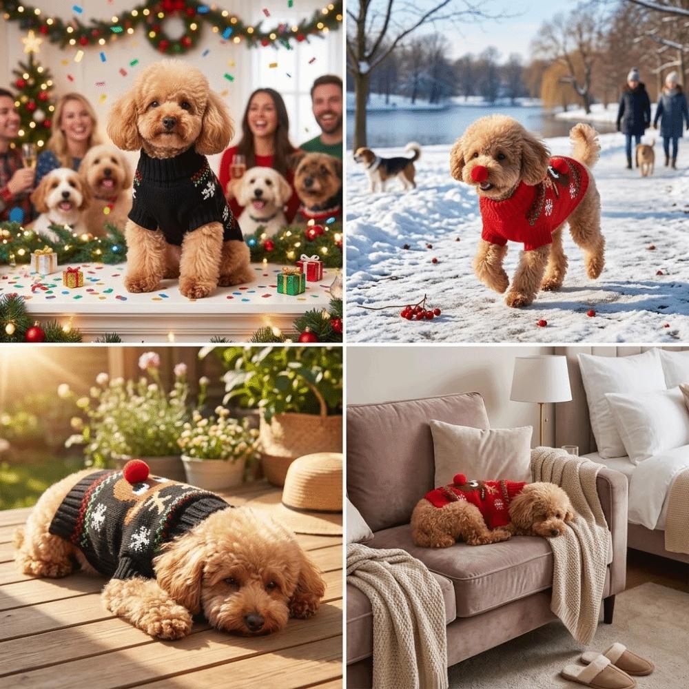 Soft Reindeer Dog Sweater Stretchy Cat Winter Apparel Festive Dog Holiday Costume  Outdoor Walking