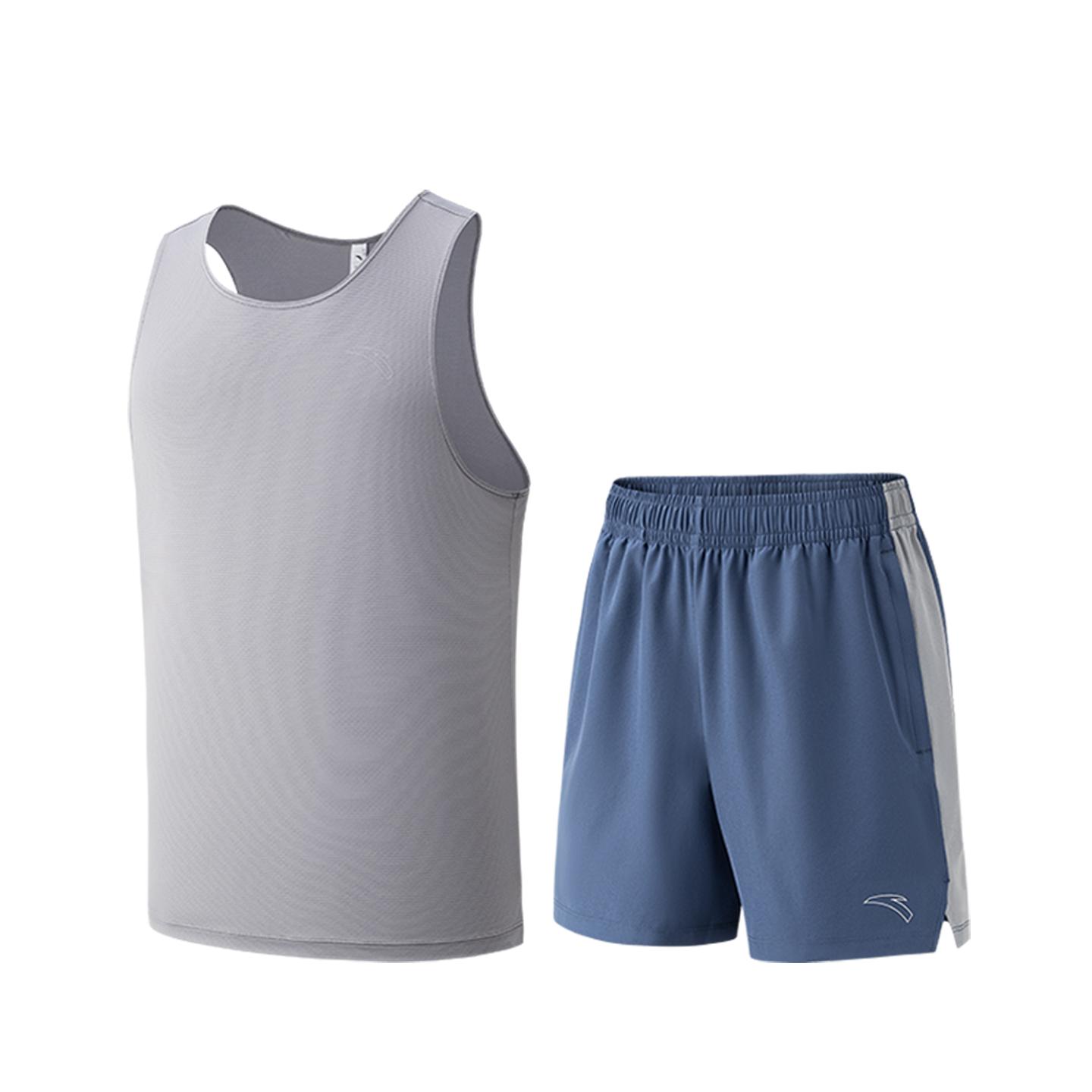 

Anta Mens Sleeveless Top And Shorts Summer Casual Sports Set Men sets Medium-Gray 952625206-1 4XL