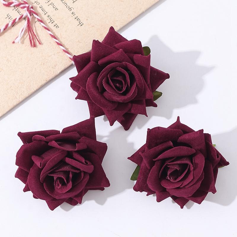 3/5Pcs Rose Artificial Flowers for Home Room Decor Wedding Decoration Fake Flower DIY Scrapbook Wreath Gift Flannel Rolled Rose