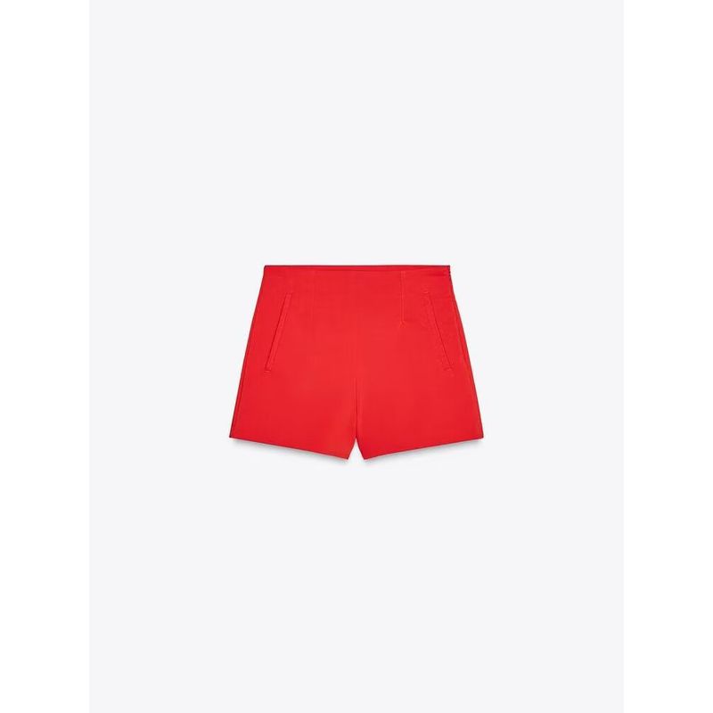

Za2025 Summer New Women clothes Versatile Slimming High Waist Temperament Simple Casual Shorts 1165136 104 Red XS