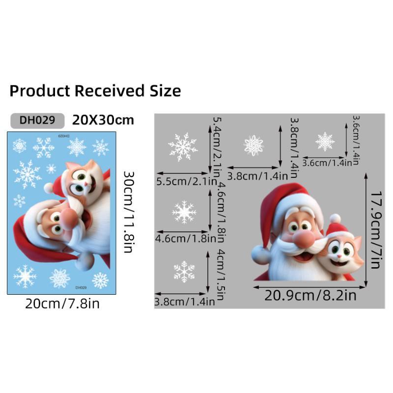 Christmas Robin Window Stickers Snowflake Winter Pattern Removable for Xmas Family Party Indoor Glass Decor