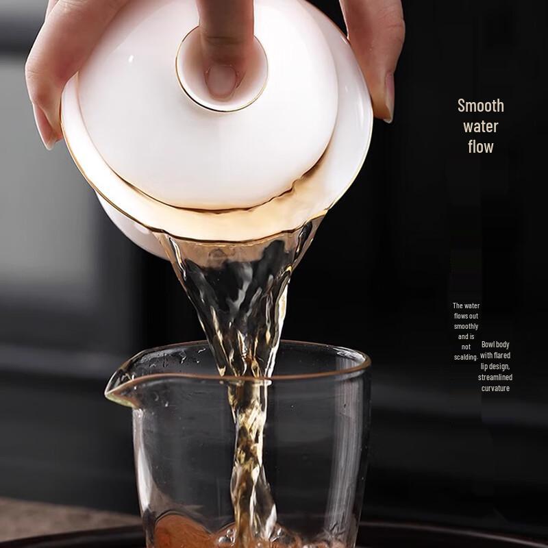 PINYU Dehua White Porcelain Gaiwan Tea Set