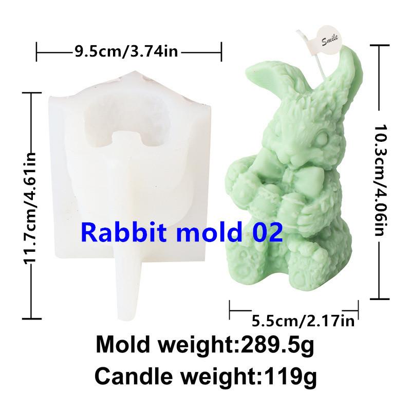 

3D Easter Flower Rabbit Candle Silicone Mold DIY Lovely Bunnies Shape Fondant Cake Decorating Mould Flower Rabbit Plaster Mold