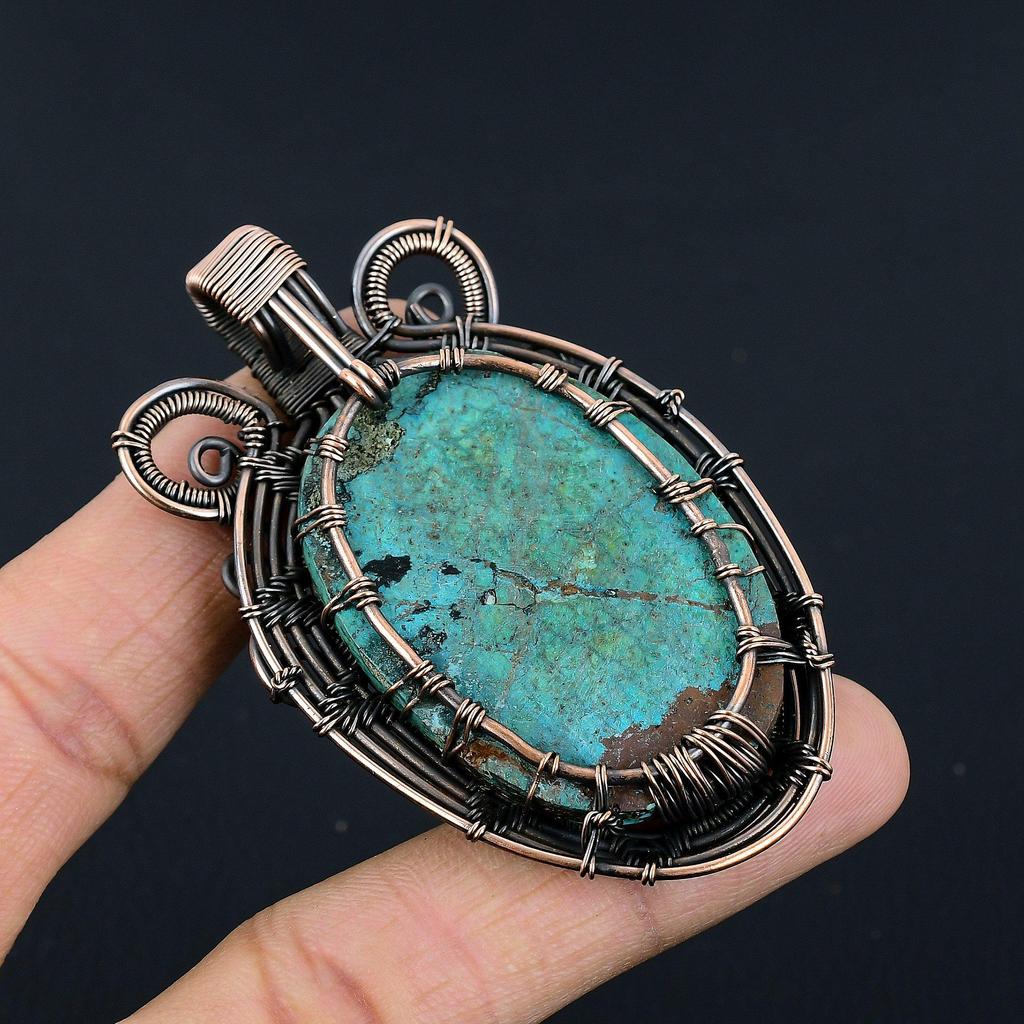 Tree Of Life Tibetan Turquoise Pendant, 999 Copper Wire Wrapped Gemstone Jewelry, Handmade Pendant, For Thanksgiving
