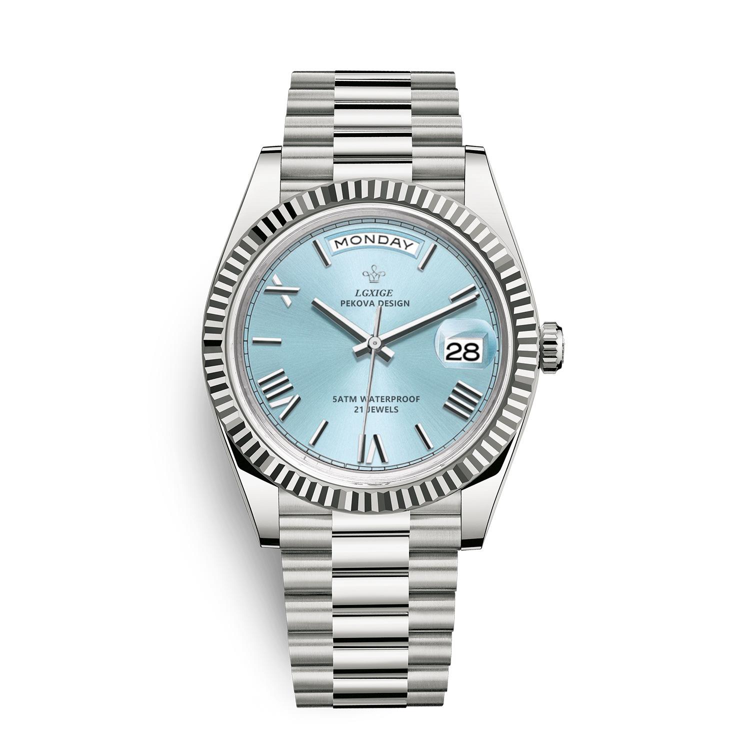Fashion Langxige LGXIGE brand classic day calendar watch men s quartz watch waterproof watch небесно-голубой