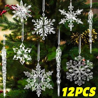 12/1 stücke Kristall Schneeflocke Eiszapfen Weihnachten Ornamente Weihnachten Baum Hängen Anhänger Urlaub Neue Jahr Party Transparent Dekoration