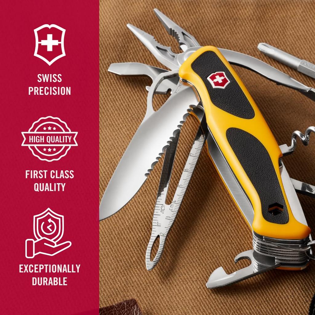 VICTORINOX Ranger Grip Boatman MW Shackle Marlin Spike Compact and Perfect for Emergency Knife Yellow/Black Multi-Function Knife, Outdoor, Bit, Key,