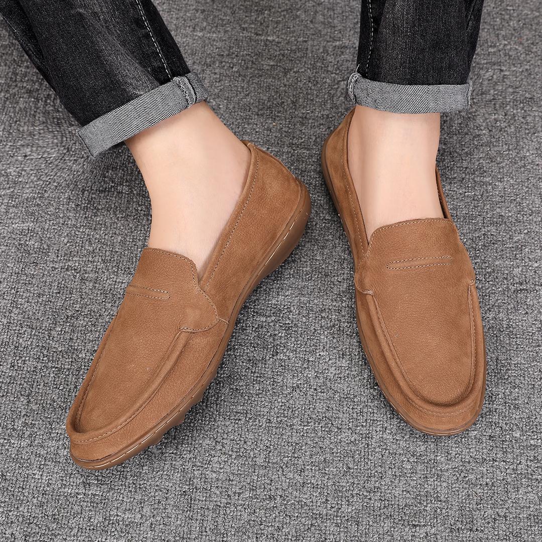 

Spring and summer men s leather shoes breathable one-pedal soft-soled leather shoes 44 хакі