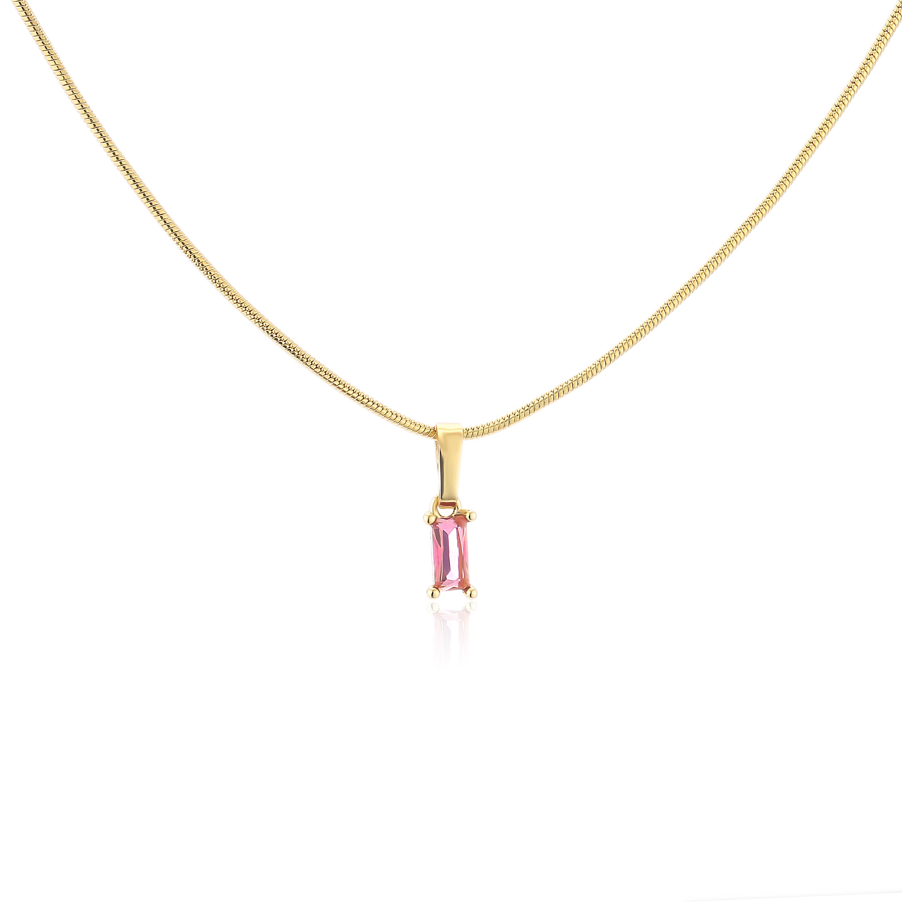

18K Gold Plated Brass Geometric Simple Square Charm Necklace for Women,New Fashion Chain Zircon Wholesale красный