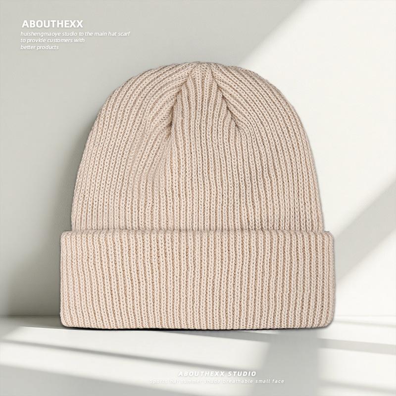 Solid Color Simple Knitted Hat for Women Autumn and Winter Warm Woolen Hat New Pullover Hat  Versatile Cold Hat for Men