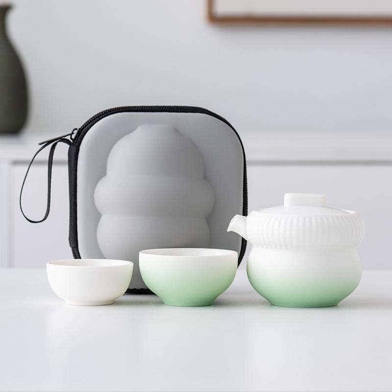 Travel tea set Kuaike cup portable high-end outdoor travel tea cup one pot two cups ceramic tea pot