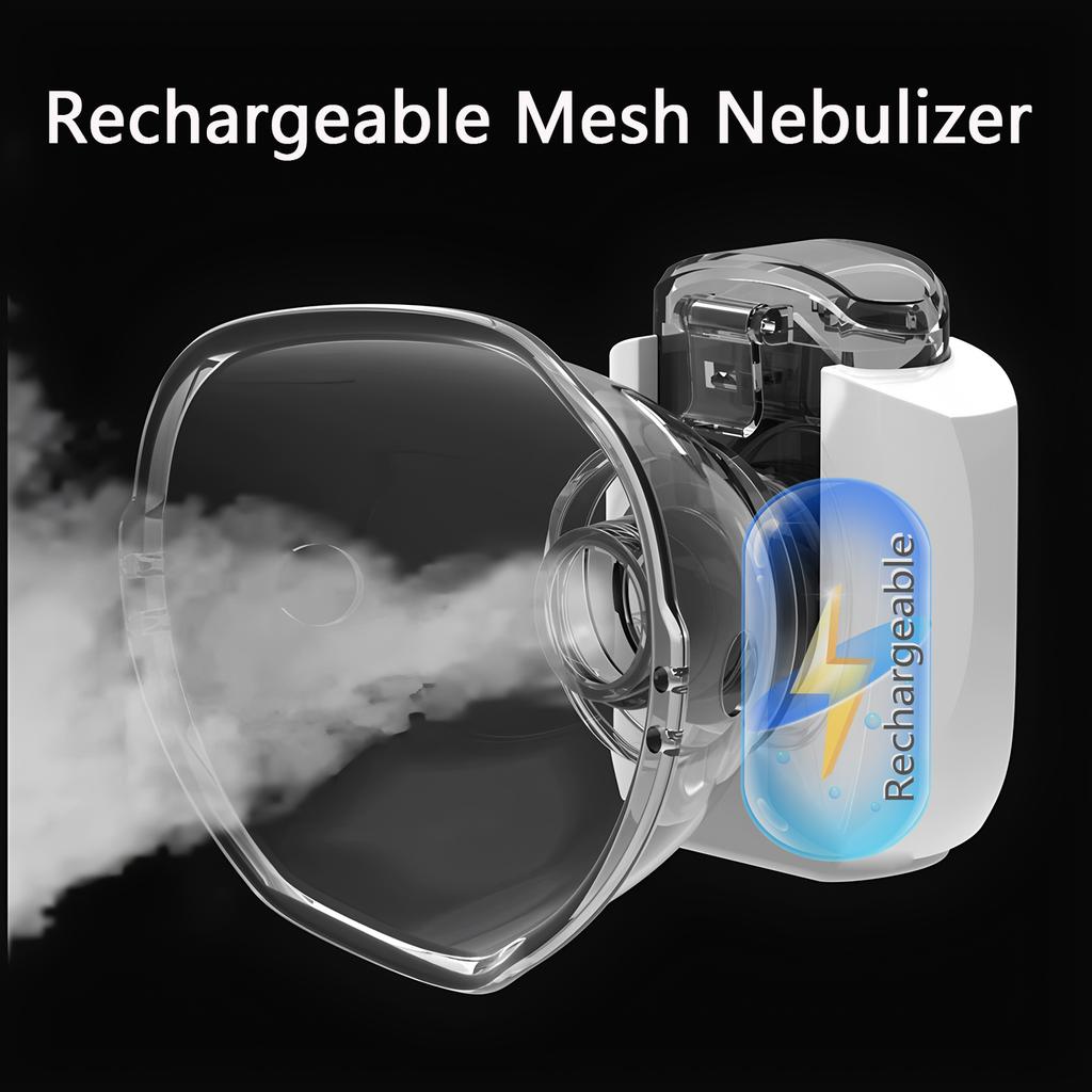 Portable Mesh Nebulizer Inhaler Mini Rechargeable Atomizer for Adult Kids Silent Nebuliser with 2 Masks and Mouthpiece