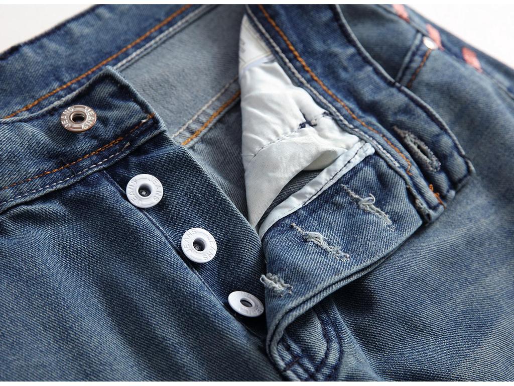 Men's Slim Fit Straight Jeans with Cat Whisker Distress, Large Sizes Available
