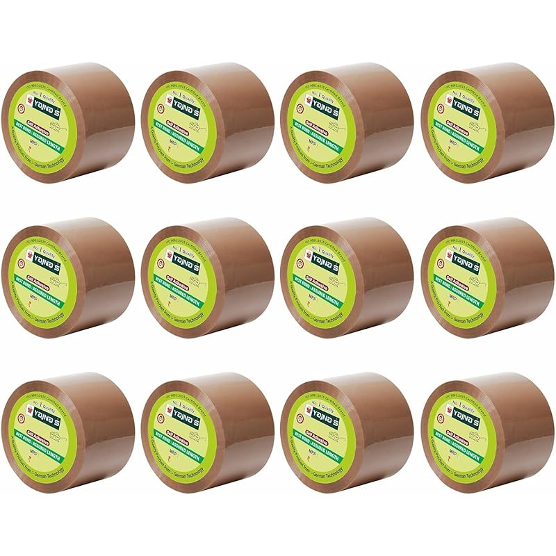 Yajnas 72Mm X 100 Meters, 3 Inch, Pack Of 12, Brown Bopp Self-Adhesive High-Strength Packing Tape Rolls | E-Commerce Pac